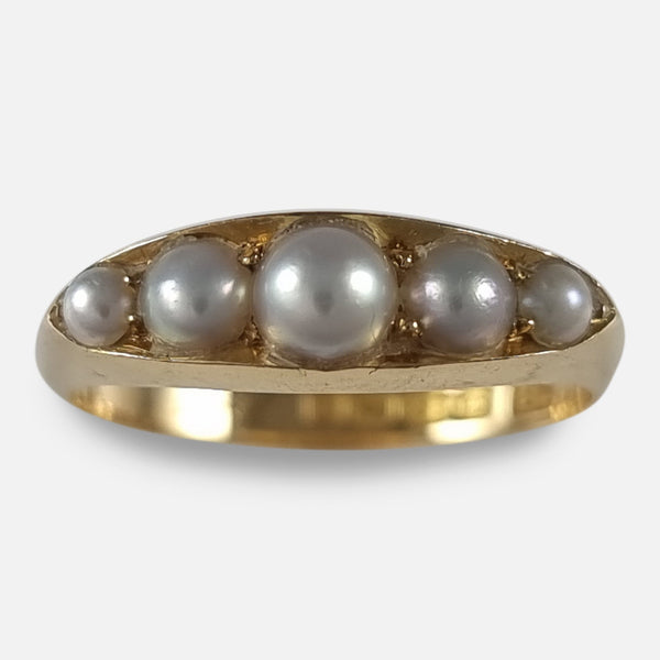 The Victorian 18ct Gold Pearl Ring, viewed from above