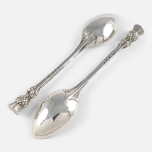 Pair Of Omar Ramsden Silver Spoons viewed from the back