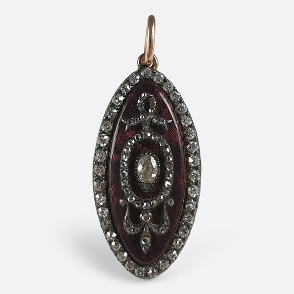 the Georgian navette pendant viewed from the front