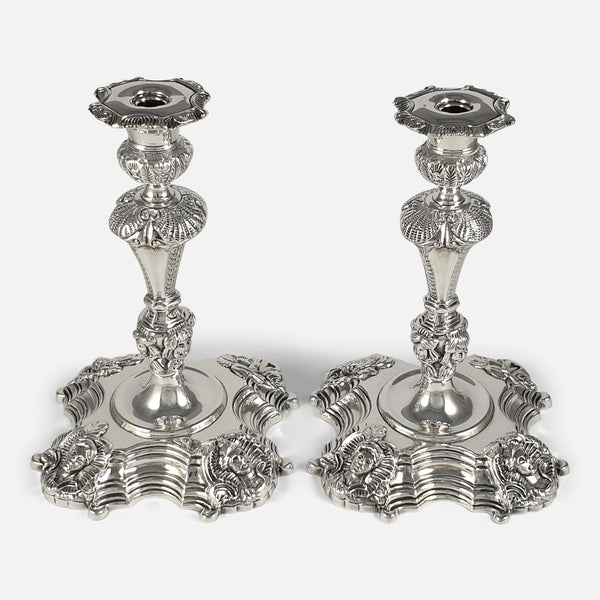 the vintage candlestick holders viewed from the front