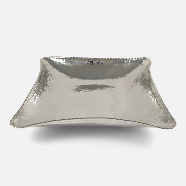 the sterling silver bowl from a raised viewpoint