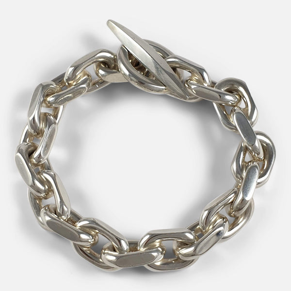 the silver marine link bracelet viewed from above