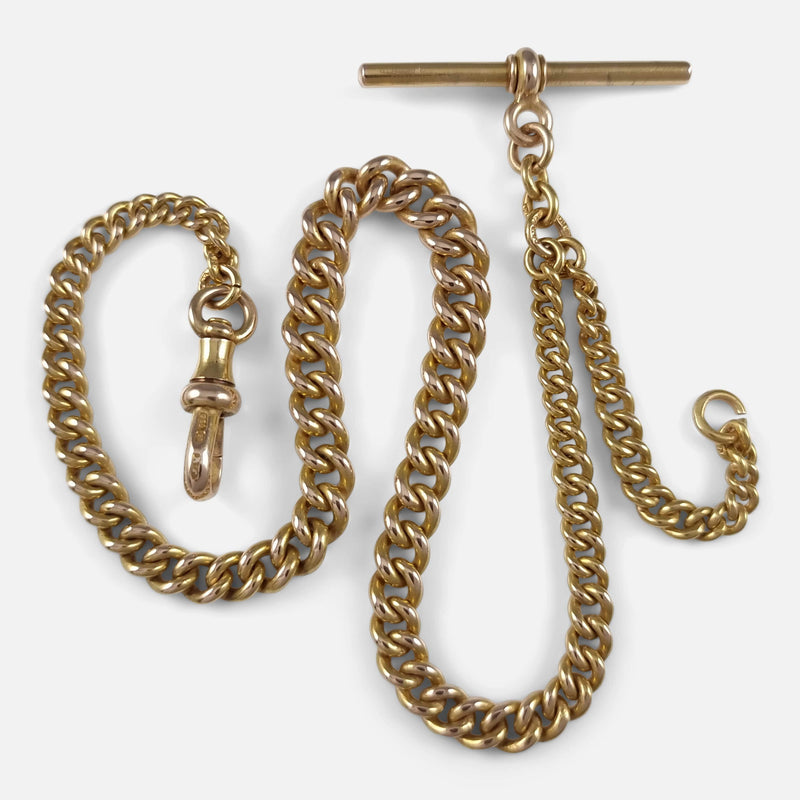 the antique Victorian 15ct yellow gold Albert watch chain, viewed from above
