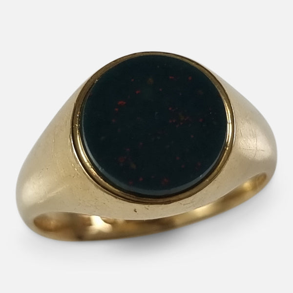 The 18ct Gold Bloodstone Signet Ring, viewed from above