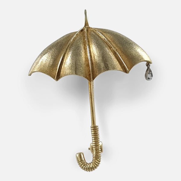 The 18ct Gold Diamond Umbrella Brooch by E. Wolfe & Co, tilted ever so slightly