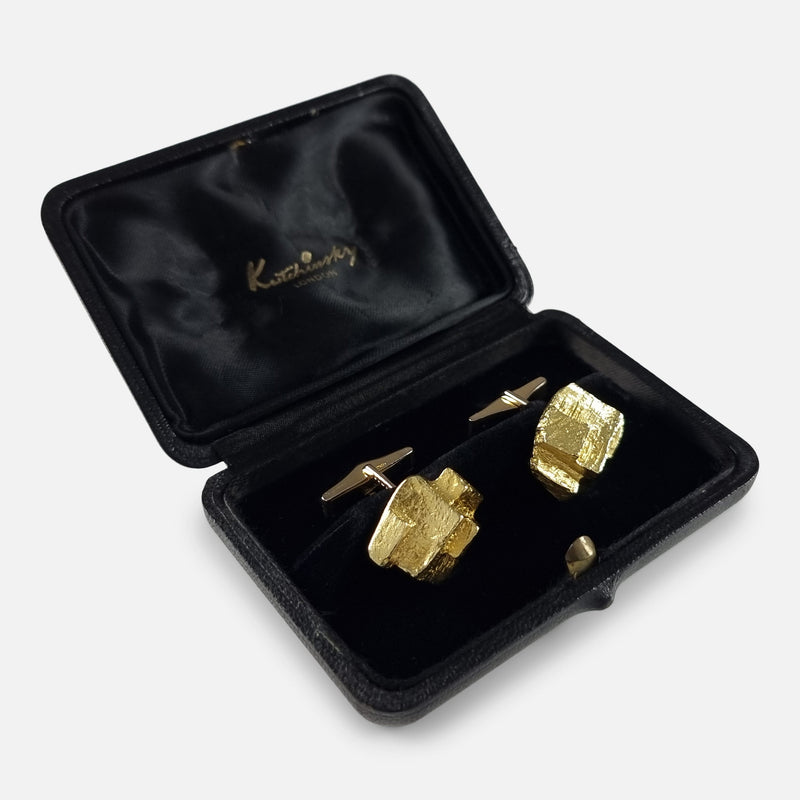 the cufflinks viewed in case