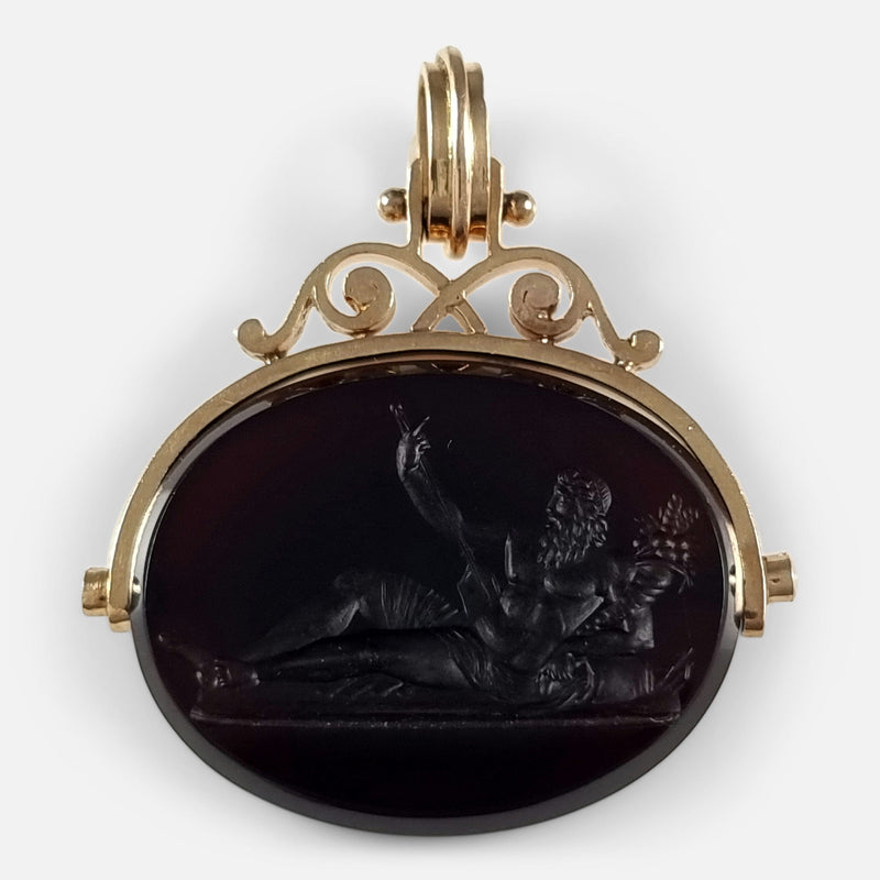 The 19th Century French 18ct Gold Carnelian Intaglio Pendant viewed from the front