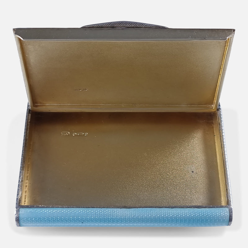 a birds eye view of the silver case with lid opened