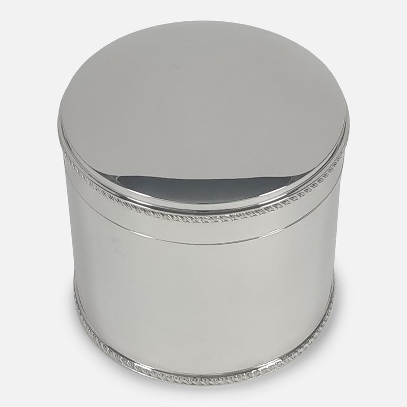 the tea caddy facing forward and viewed from above
