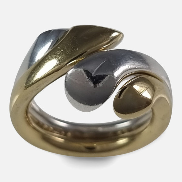 The Georg Jensen 18ct Gold and Silver Devoted Heart Ring designed by Regitze Overgaard, viewed from above