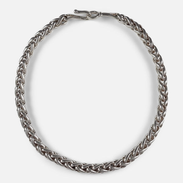 a birds eye view of the silver necklace