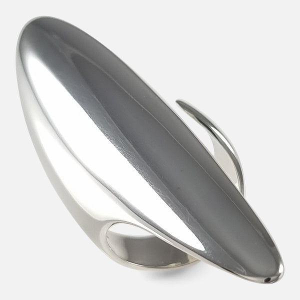 The Georg Jensen Sterling Silver Ring viewed from above at a slight angle