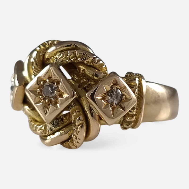 George V 18ct Yellow Gold Diamond Knot Ring - 1919