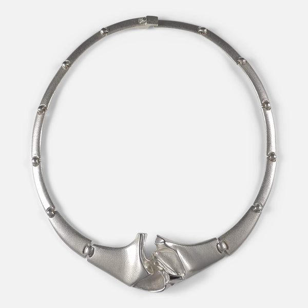 The Lapponia Sterling Silver Necklace designed by Björn Weckström, viewed from above