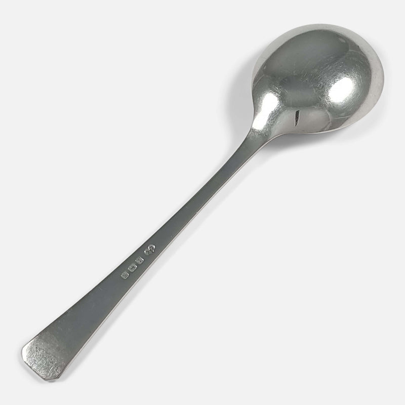 one of the spoons face down viewed diagonally