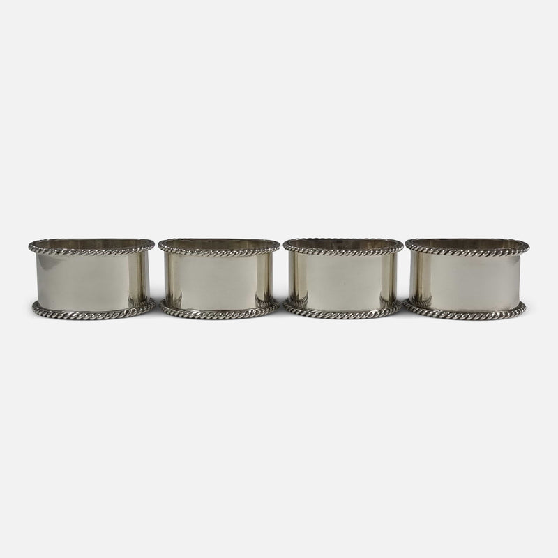 the four napkin rings viewed from the front in a row