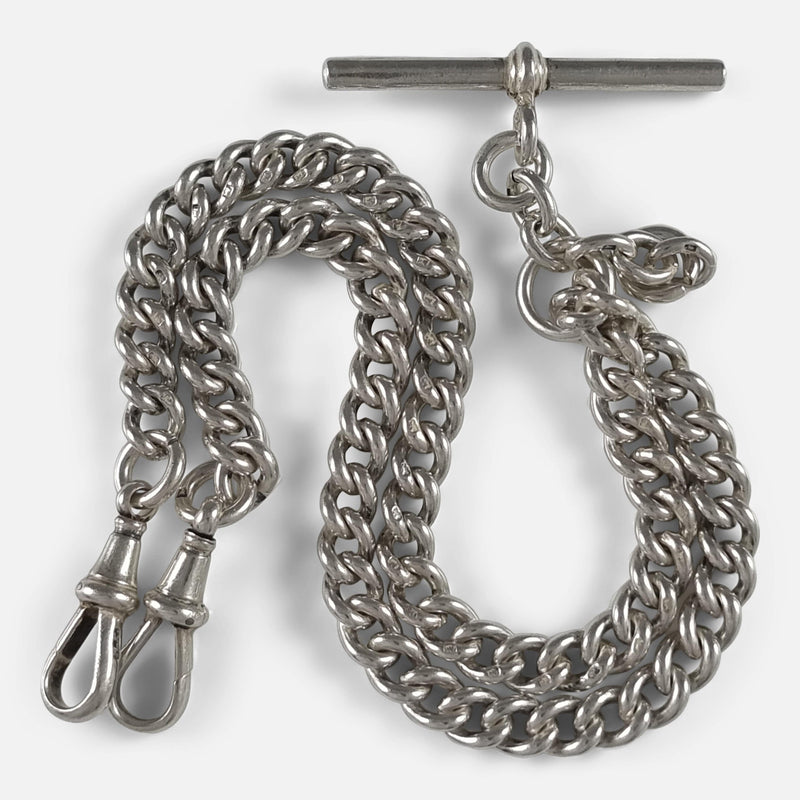 The Sterling Silver Double Albert Watch Chain, viewed from above