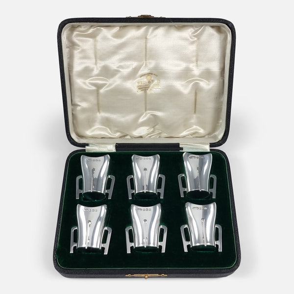The Sterling Silver Mether Tot Cups, viewed in their original case