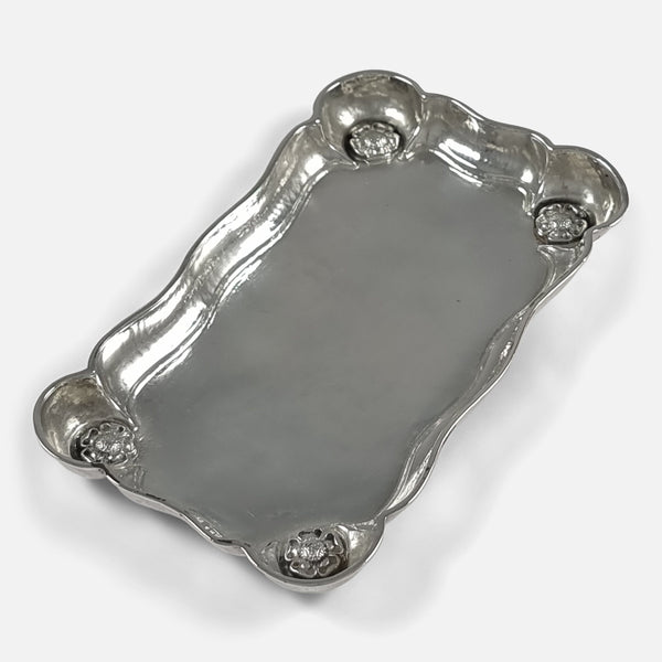 The Sterling Silver Pin Tray by Omar Ramsden, viewed diagonally from above