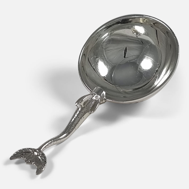 The Sterling Silver Traprain Ladle by Brook & Son, viewed diagonally