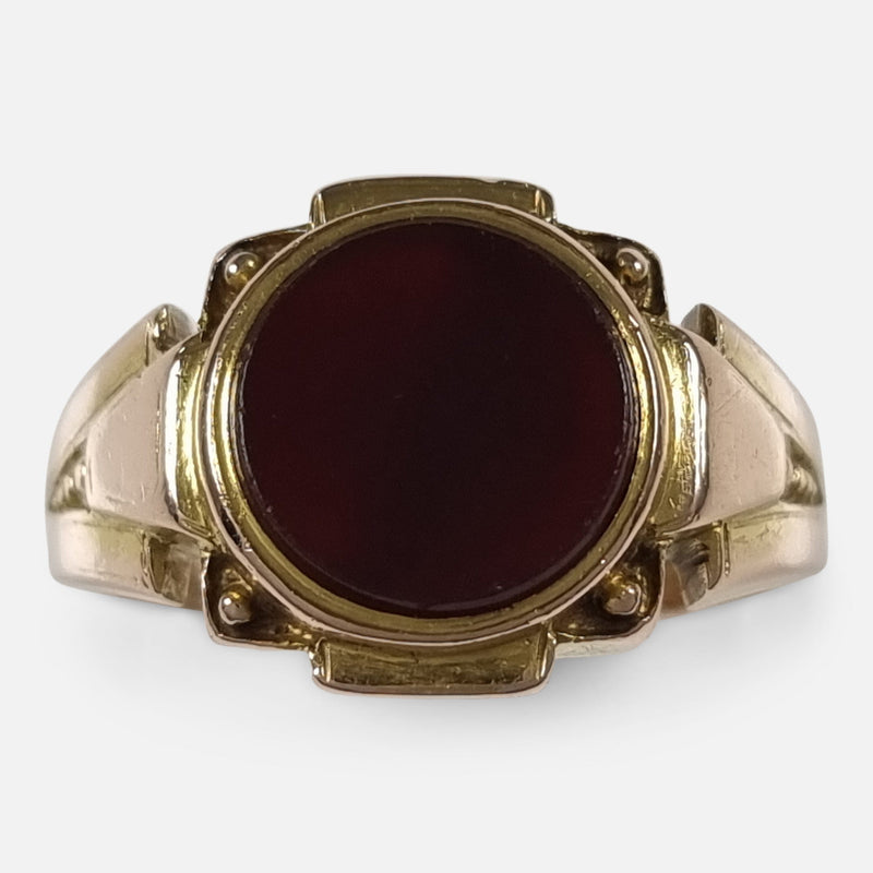 The Victorian 15ct Gold Carnelian Signet Ring, viewed from above