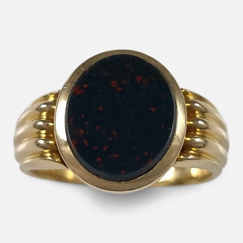 The Victorian 18ct Gold Bloodstone Signet Ring, viewed from above