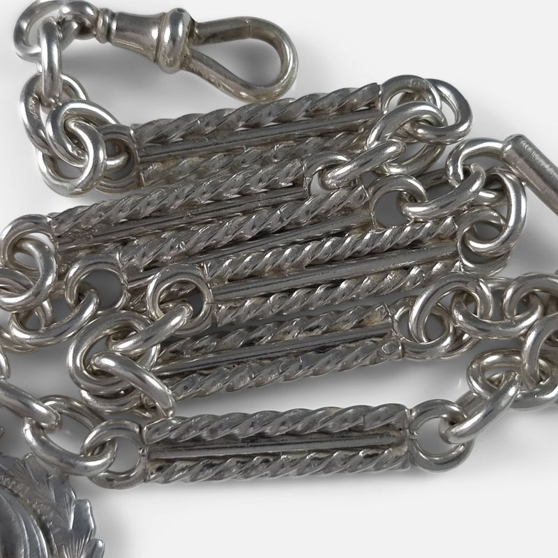 a number of the chain links in focus