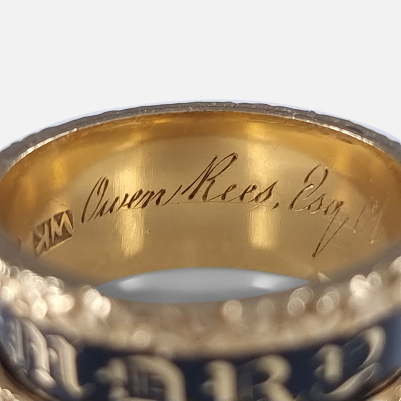a view of the inscription to the inside of the ring