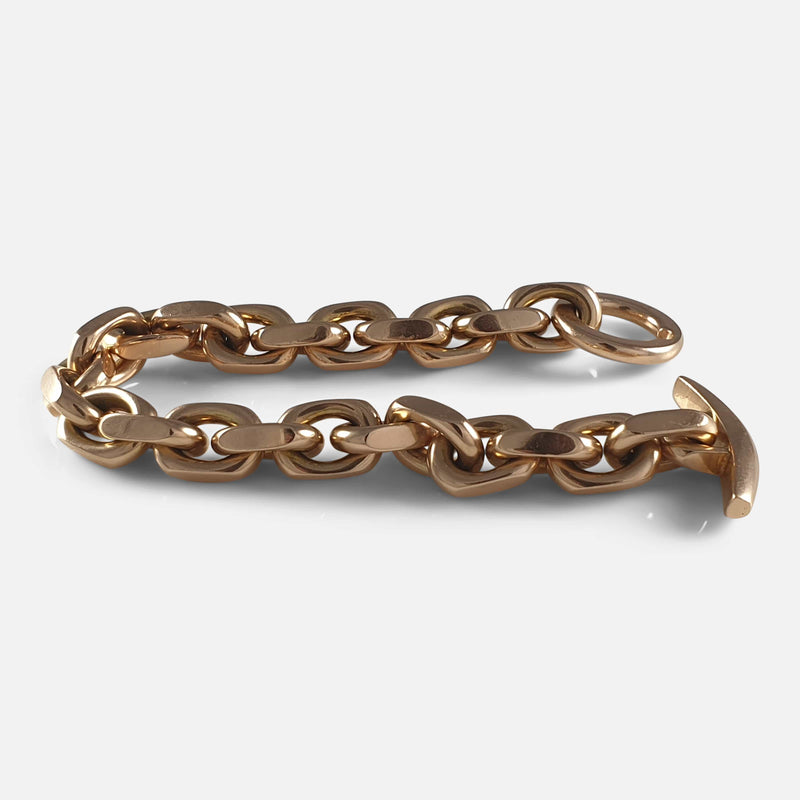 14ct gold chain link bracelet unfastened viewed side on