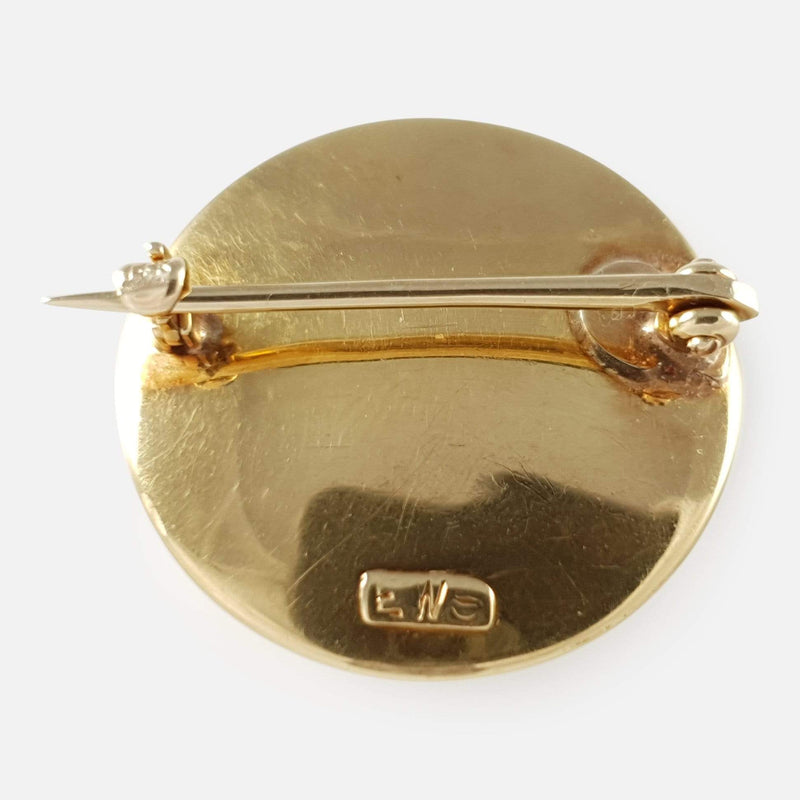 14ct Reverse-Carved Crystal Intaglio Fishing Brooch, Circa 1920s - Argentum Antiques & Collectables