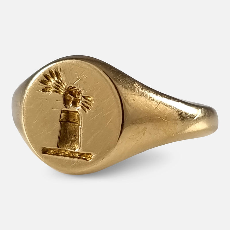 the gold ring viewed from the right side at a slight angle