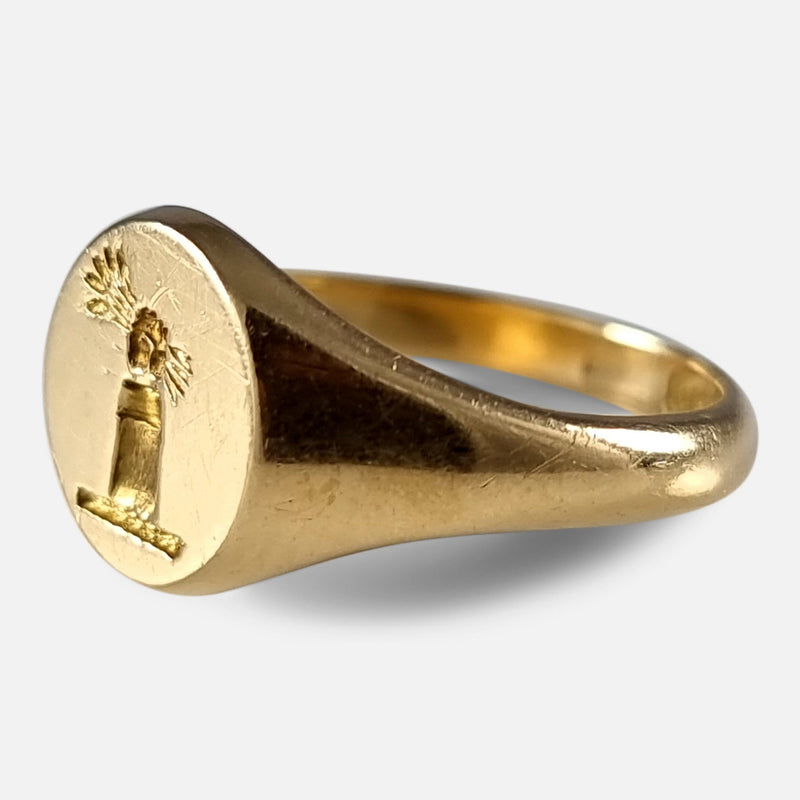 the gold ring viewed from the right side at a slight angle