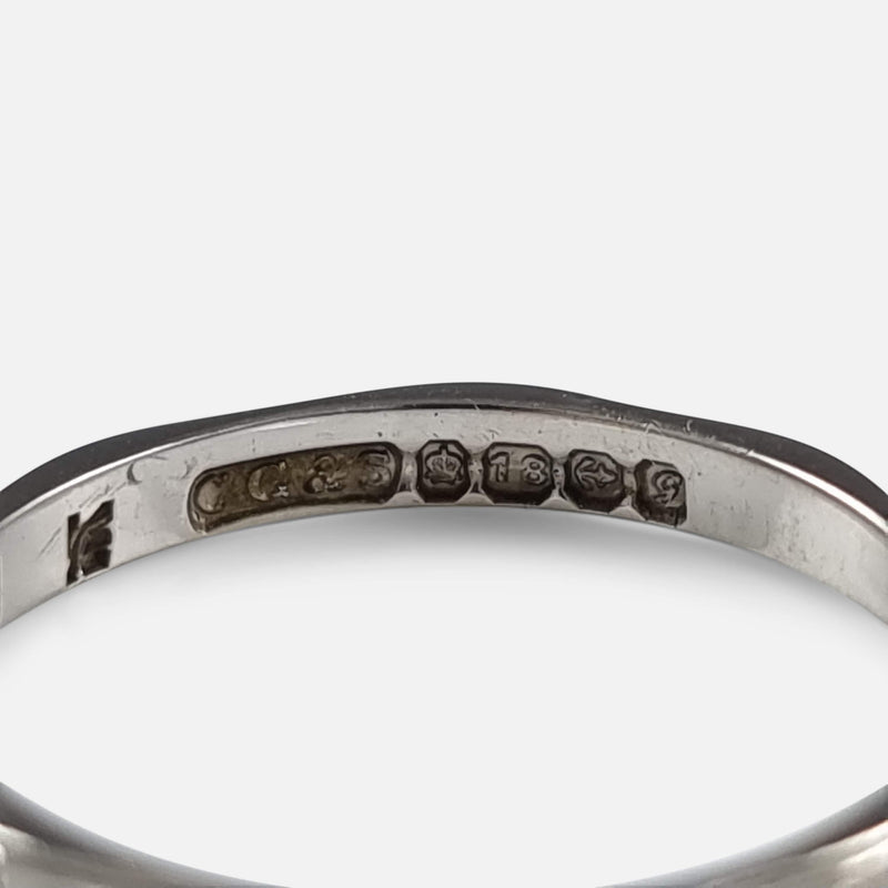 18 Carat White Gold Foliate Engraved Ring