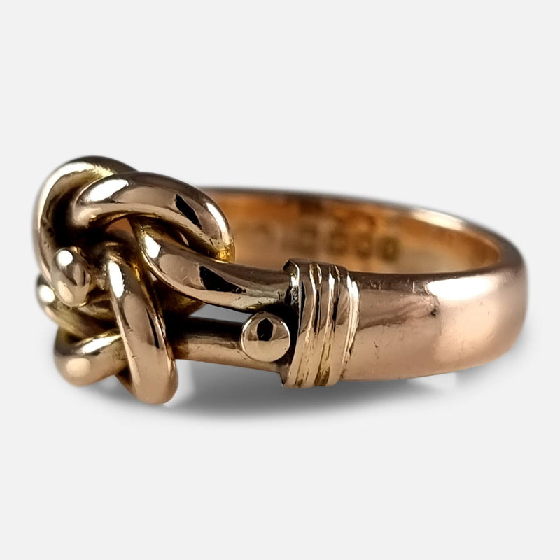 the gold ring viewed from the right side at a slight angle