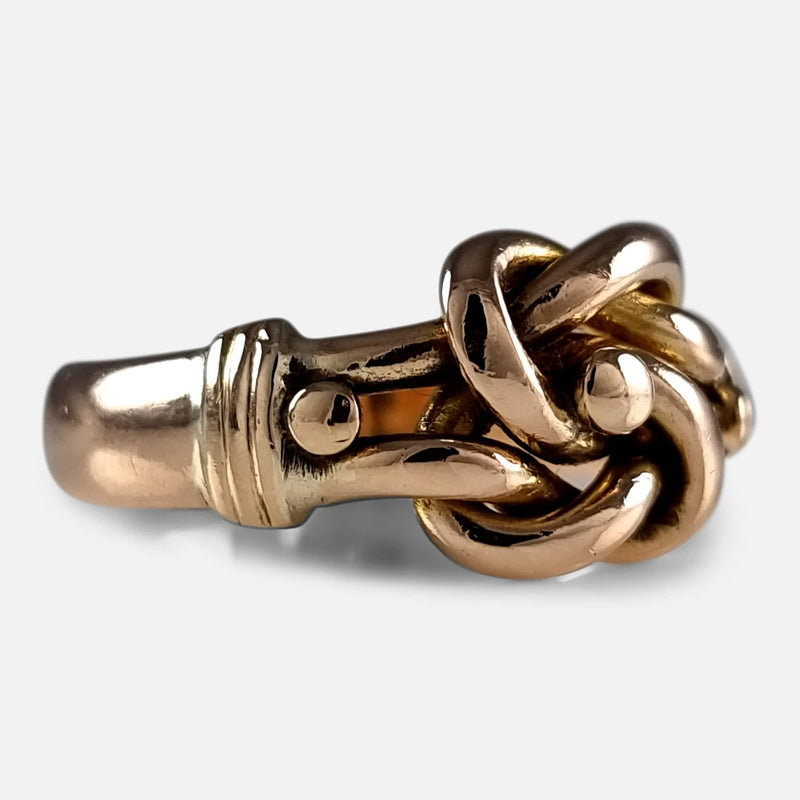 the gold ring viewed from the left side at a slight angle