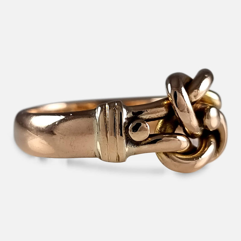 the gold ring viewed from the left side at a slight angle