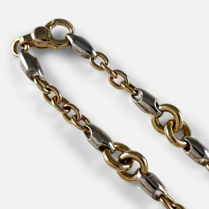 focused on a section of the bracelet links to include the clasp