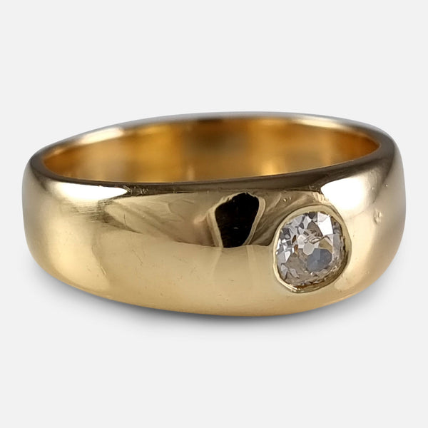 the gold ring viewed from the left at a slight angle
