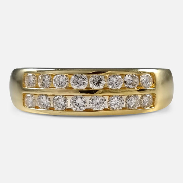 the half eternity diamond ring viewed from the front