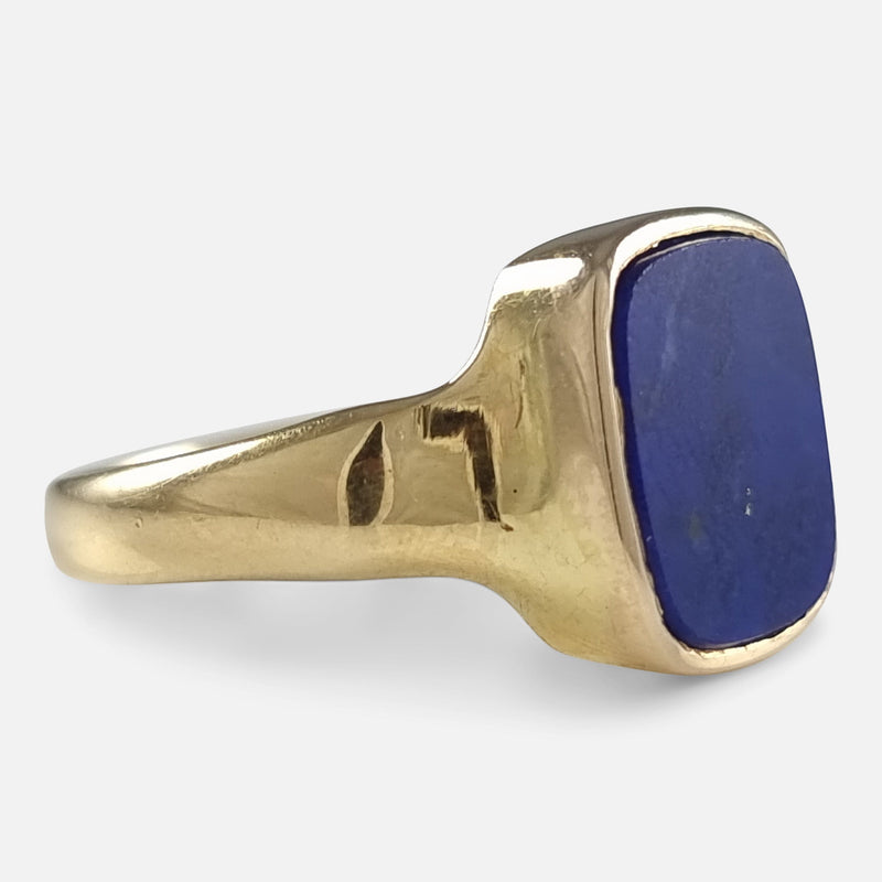 the gold ring viewed from the left at a slight angle