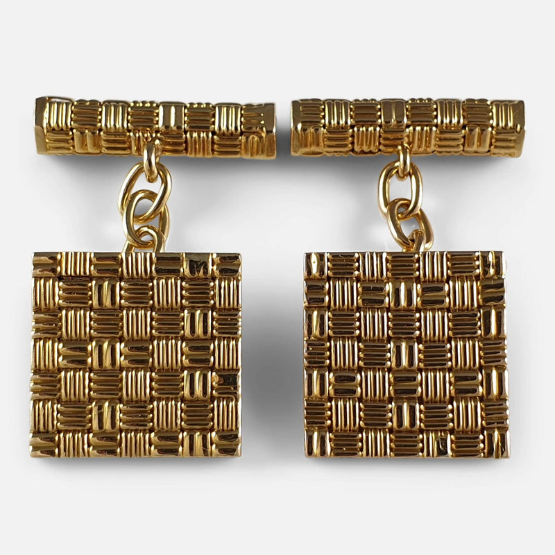 18ct Gold Square Cufflinks viewed from the front