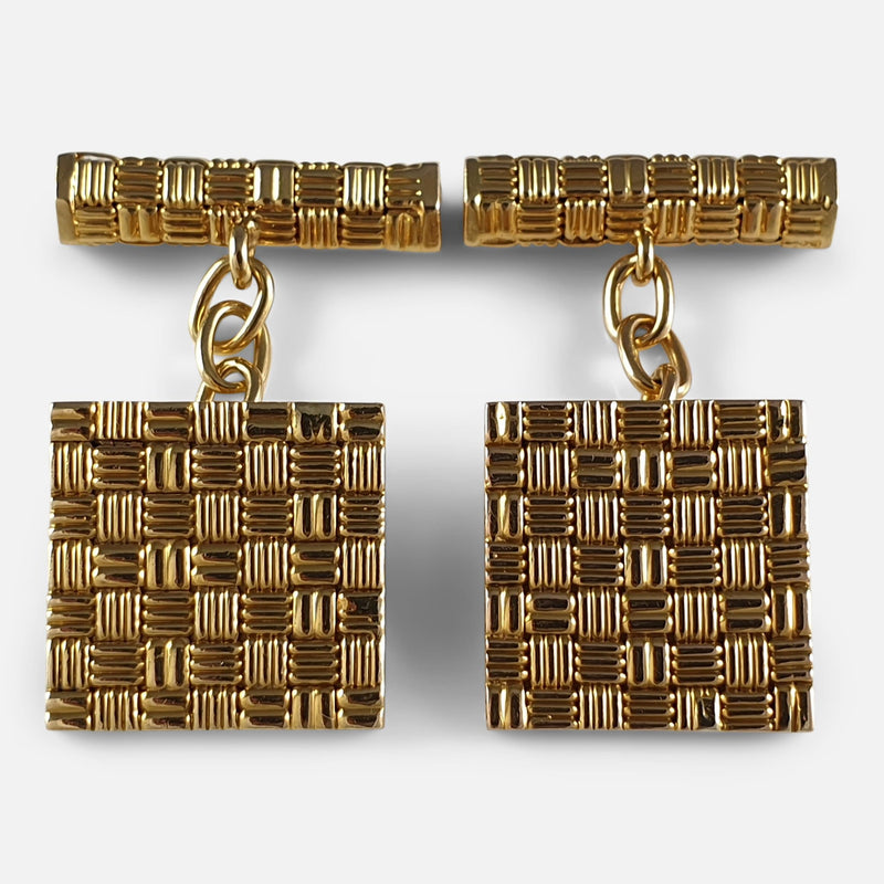 18ct Gold Square Cufflinks viewed from the front