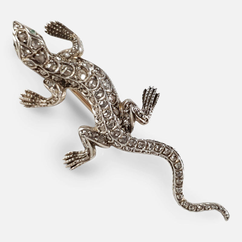 the lizard brooch at a diagonal angle