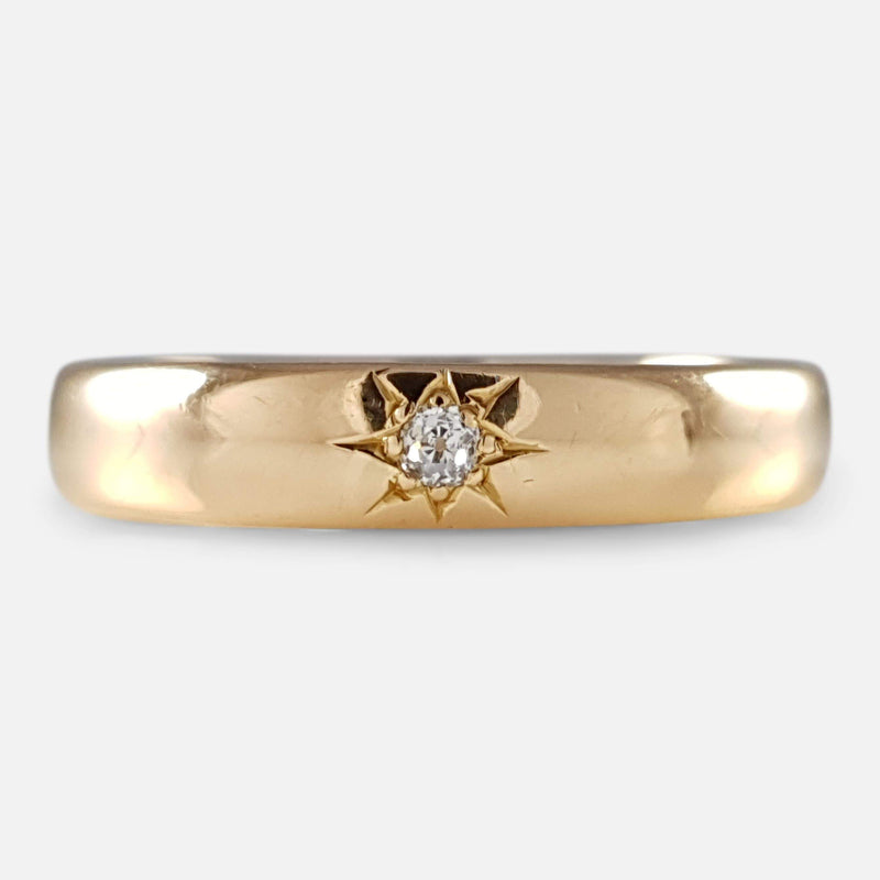 22ct gold wedding band with diamond viewed from the front