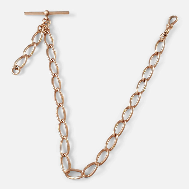 the gold albert watch chain viewed from above