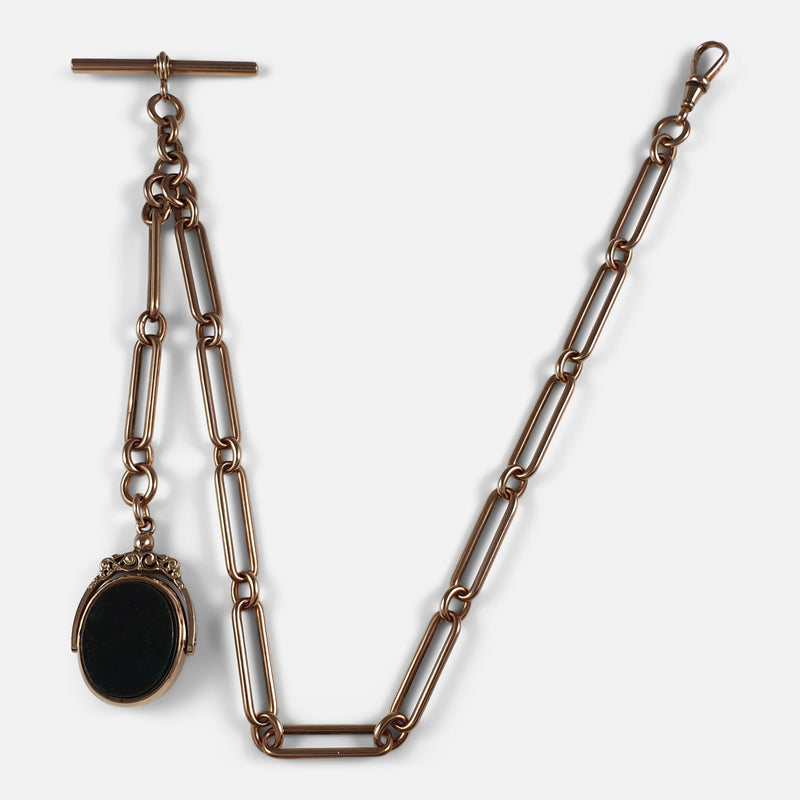 9ct Rose Gold Watch Chain viewed from the front