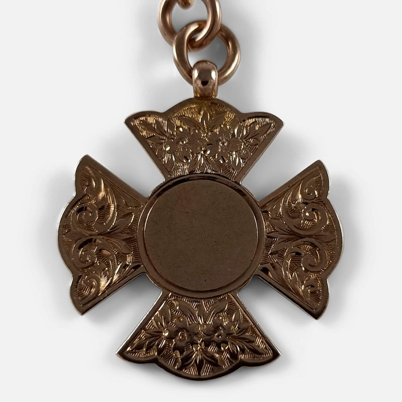 the engraved 9ct fob in focus