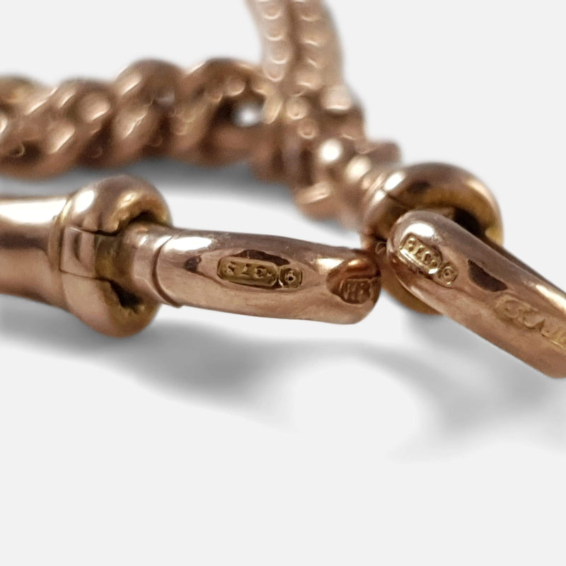 9ct Rose Gold Graduating Double Albert Watch Chain 26.8 grams - Argentum Antiques & Collectables