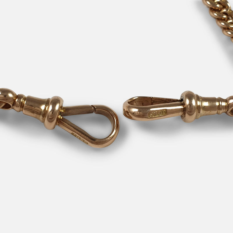 9ct Yellow Gold Graduating Double Albert Watch Chain, 1915, 39.9 grams focused in