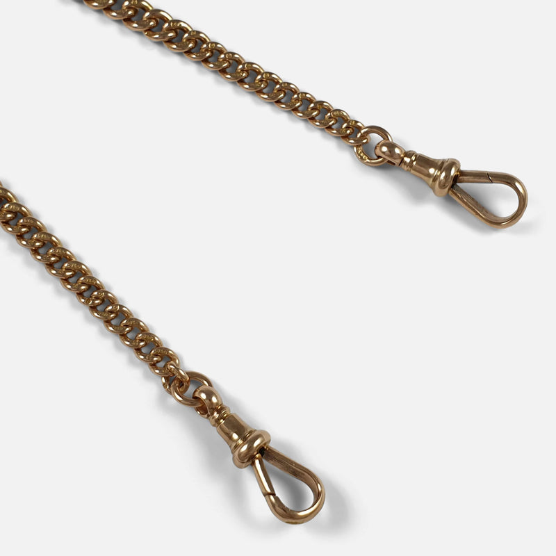 9ct Yellow Gold Graduating Double Albert Watch Chain, 1915, 39.9 grams focused in